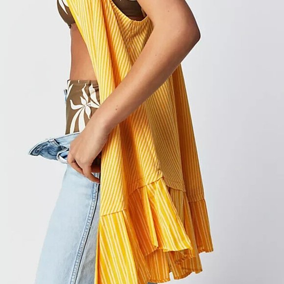 Free People Be Real Mini Dress Striped Printed Smocked NWT S & M - Picture 4 of 9